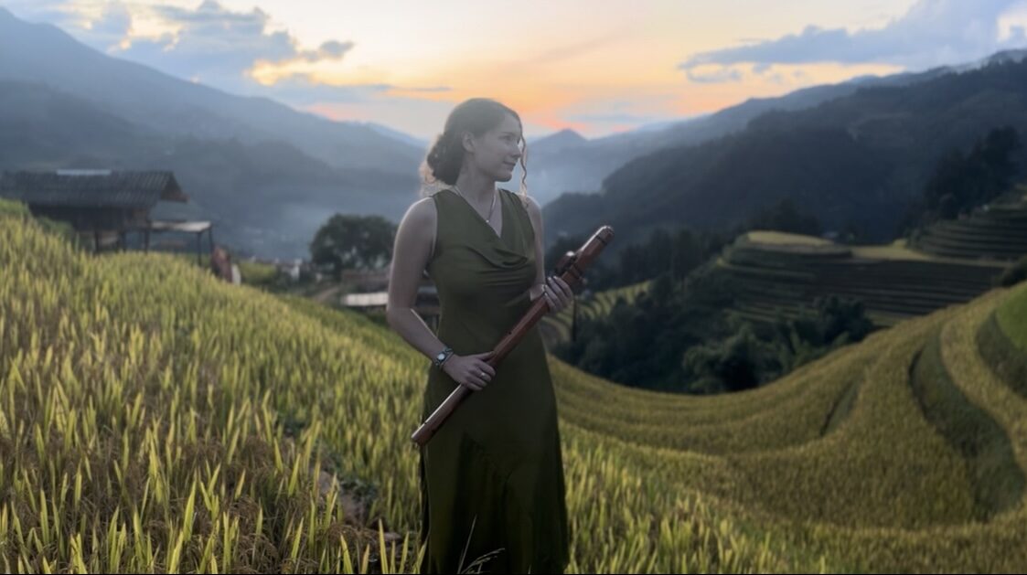 On the rice terraces at sunset